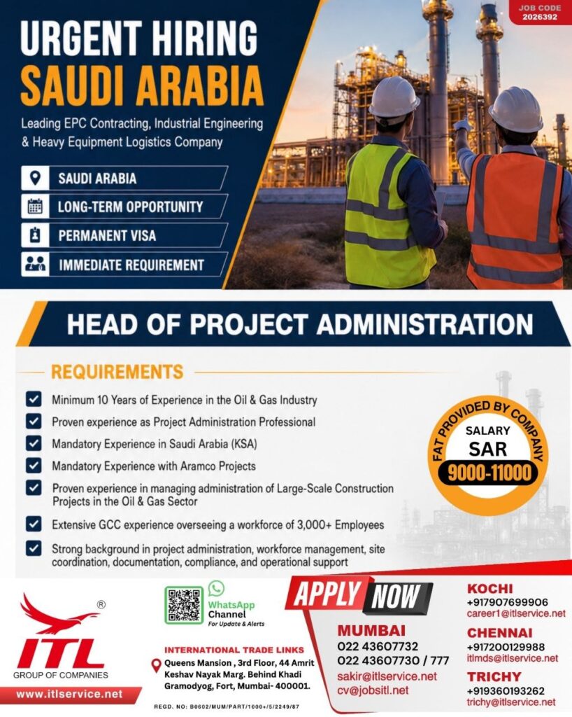 Original job advertisement for Head of Project Administration in Saudi Arabia