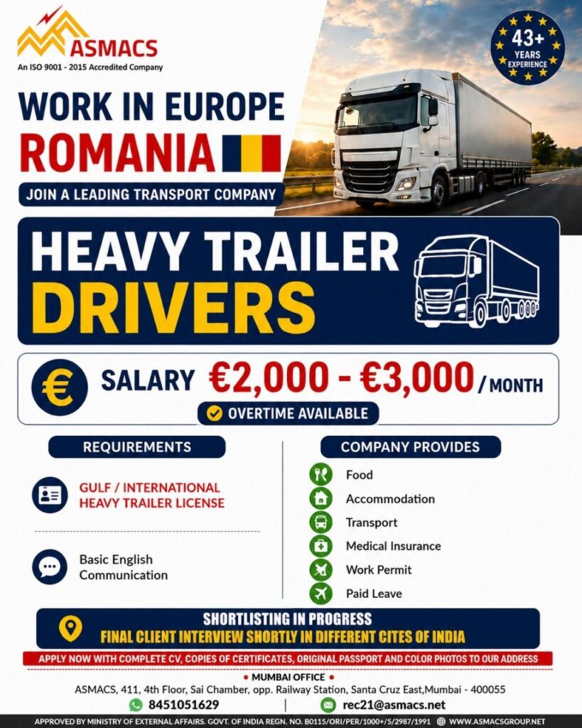 Original job advertisement for Heavy Trailer Driver