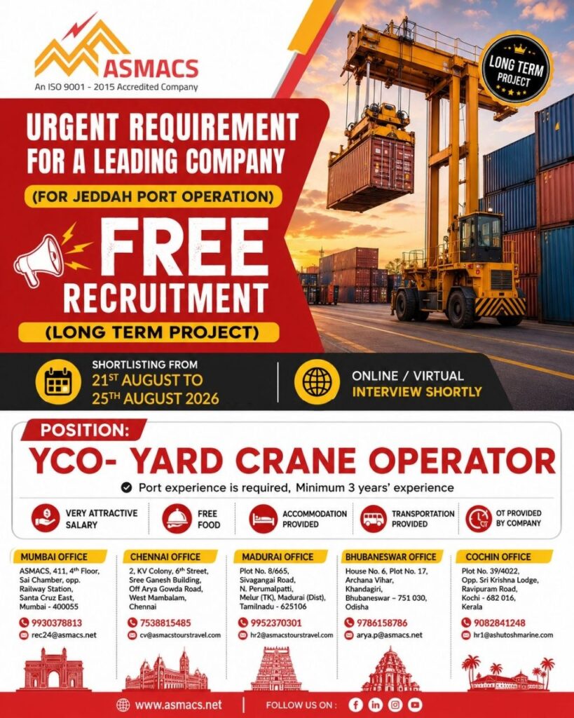 Original job advertisement for YCO- Yard Crane Operator