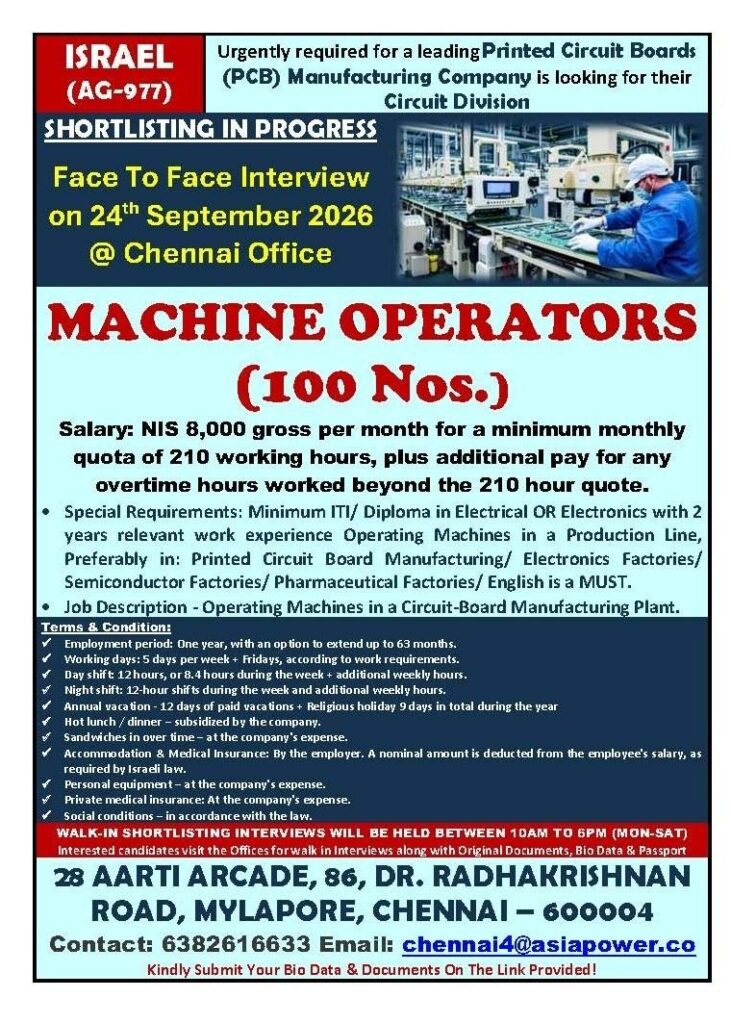 Original job advertisement for Machine Operator