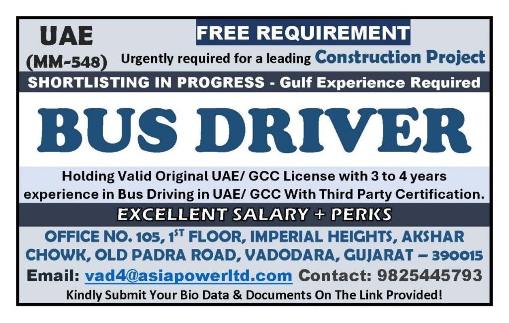 Original job advertisement for Bus Driver in UAE